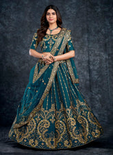 Contemporary Looking Wedding lehenga Choli in Navy Blue Colour